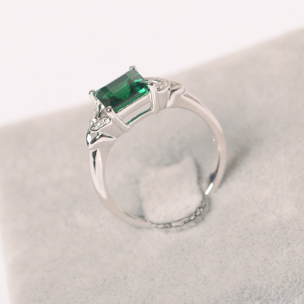Square Cut Lab Emerald Wedding Ring - LUO Jewelry