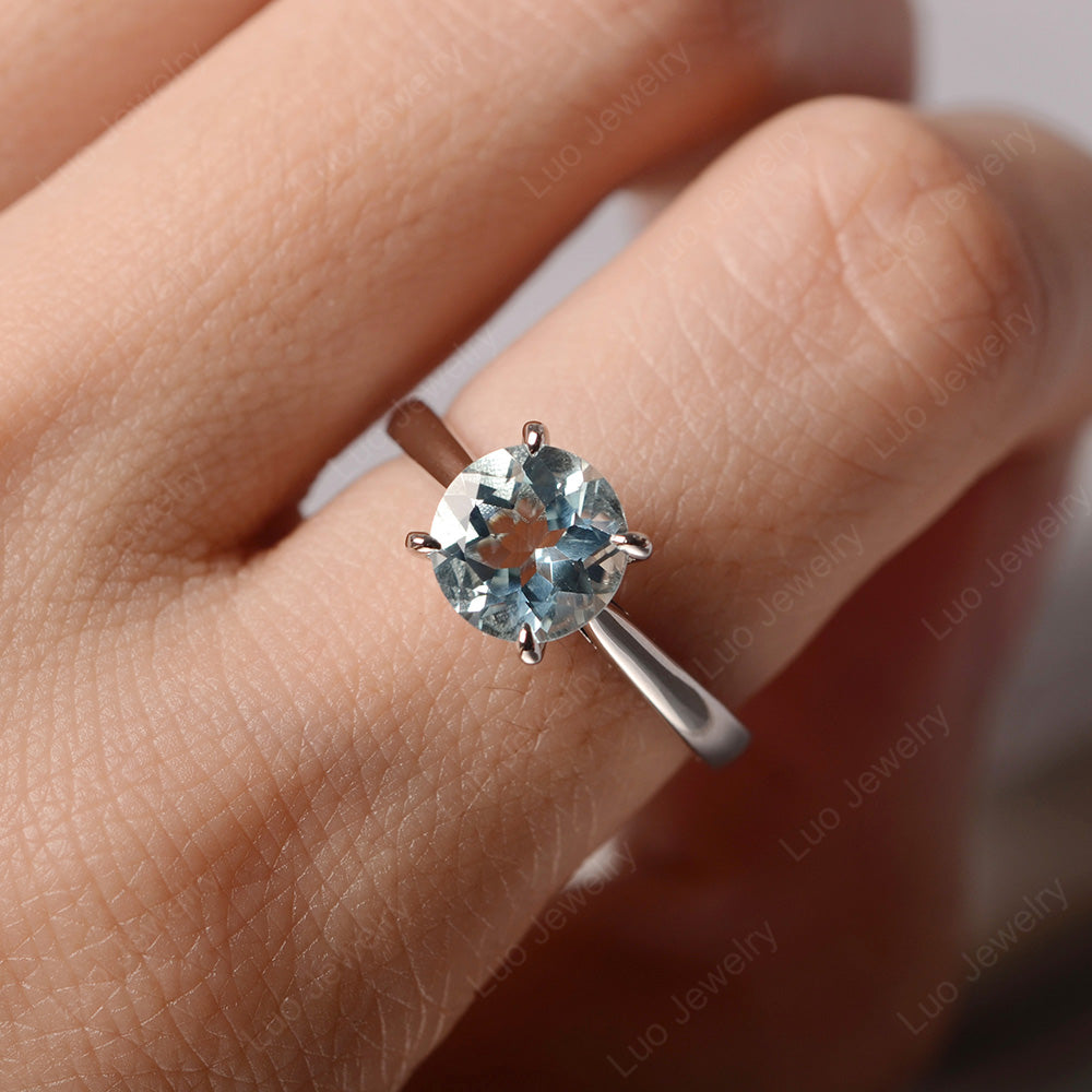 Aquamarine Cathedral Solitaire Engagement Ring - LUO Jewelry