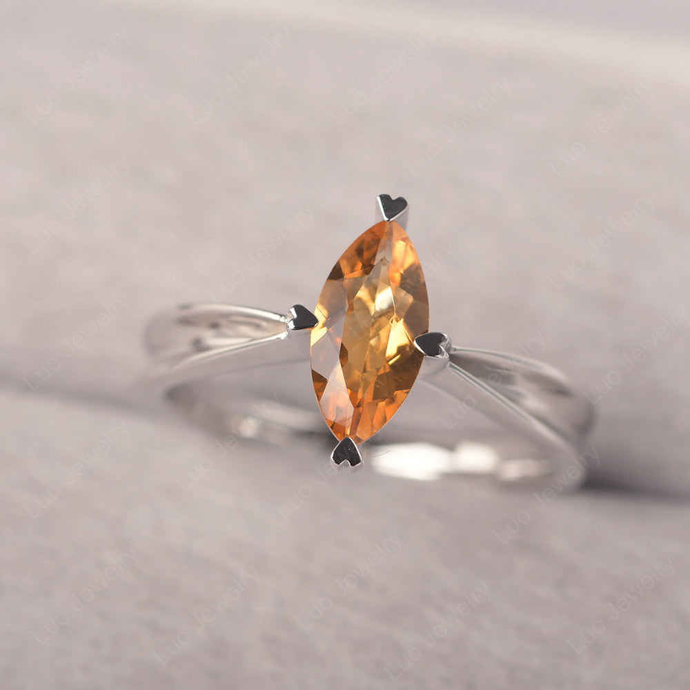 Citrine Wedding Ring Marquise Solitaire Ring - LUO Jewelry