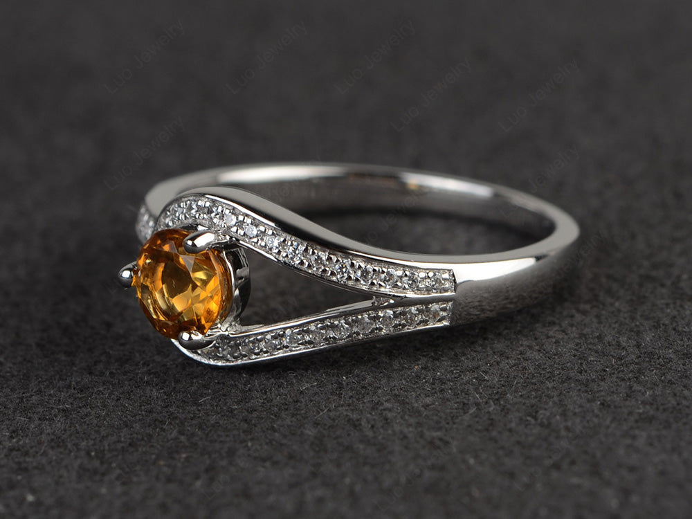 Unique Citrine Engagement Ring White Gold - LUO Jewelry