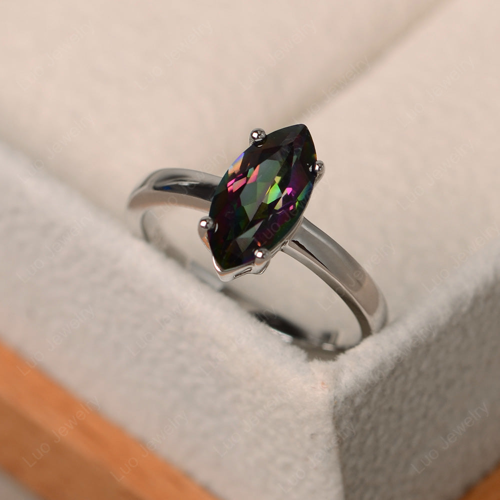 Marquise Cut Mystic Topaz Solitaire Ring Rose Gold - LUO Jewelry