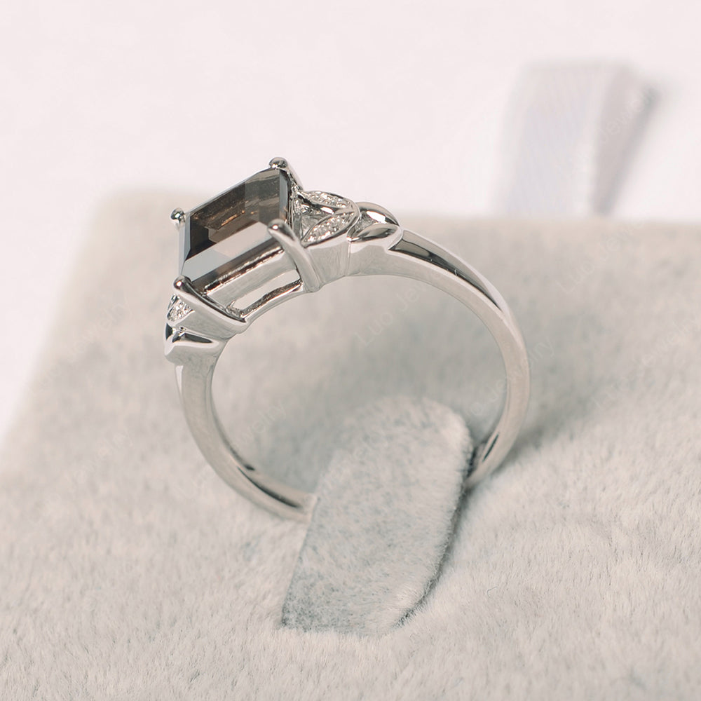 Square Cut Smoky Quartz  Wedding Ring - LUO Jewelry
