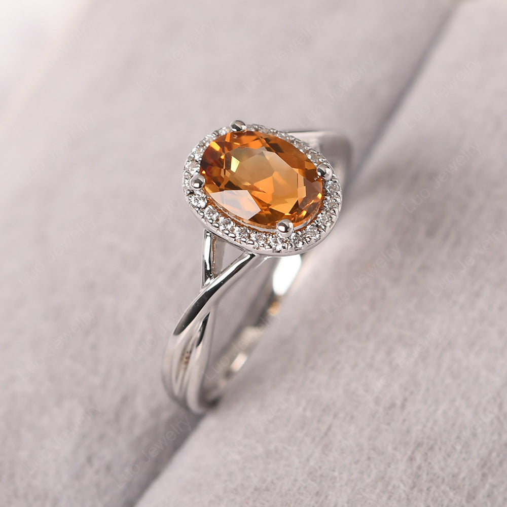 Oval Citrine Halo Engagement Ring - LUO Jewelry