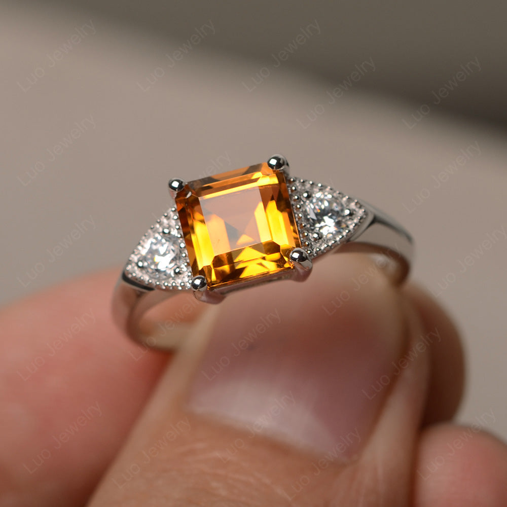 Citrine Engagement Ring Square Cut - LUO Jewelry