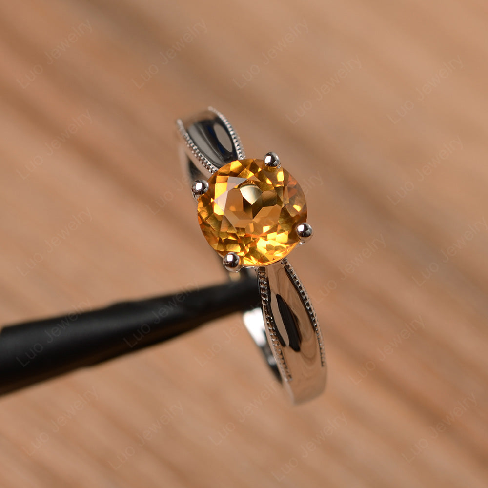 Citrine Ring Solitaire Engagement Ring - LUO Jewelry