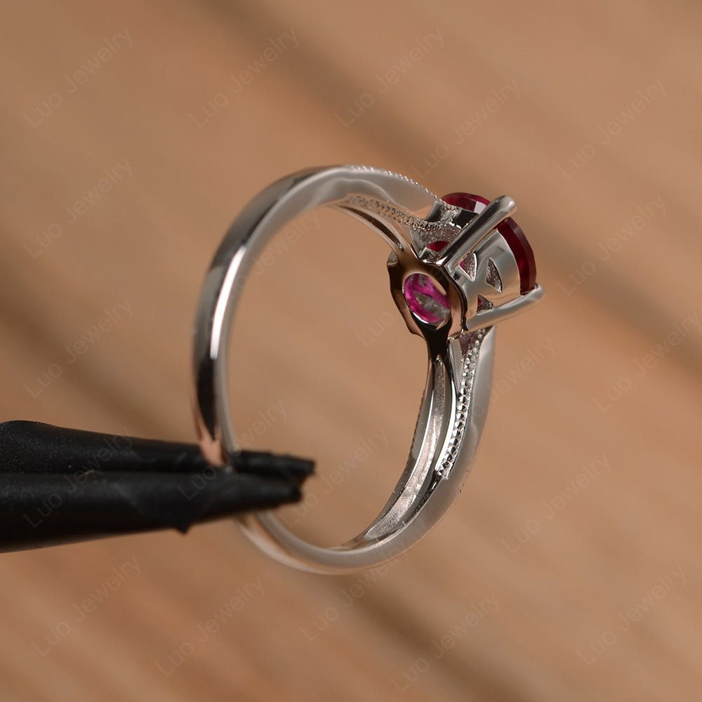 Ruby Ring Solitaire Engagement Ring - LUO Jewelry