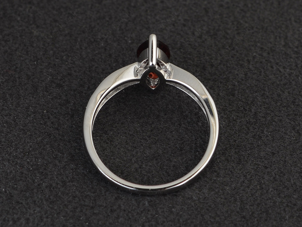 Marquise Garnet Promise Ring White Gold - LUO Jewelry