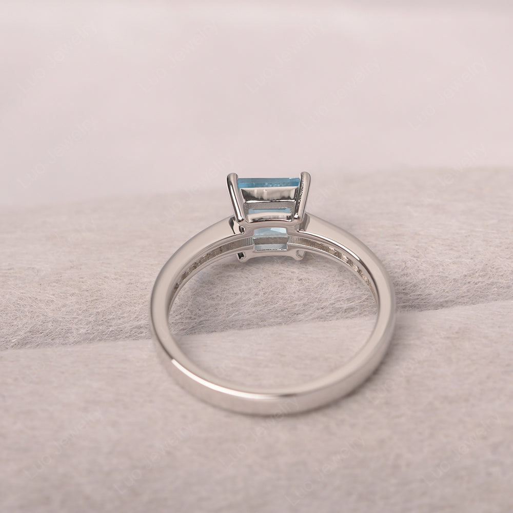 Swiss Blue Topaz Wedding Rings Square Cut Rose Gold - LUO Jewelry