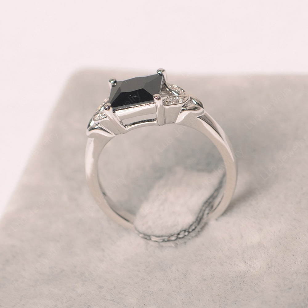 Princess Cut Black Stone Wedding Ring - LUO Jewelry