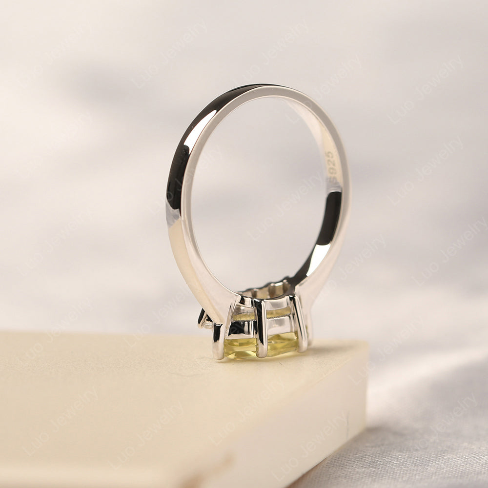Horizontal Marquise Lemon Quartz Ring White Gold - LUO Jewelry