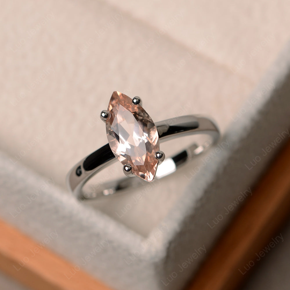 Marquise Cut Morganite Solitaire Ring Rose Gold - LUO Jewelry