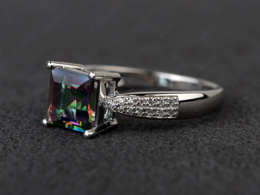 Square Mystic Topaz Ring Sterling Silver - LUO Jewelry