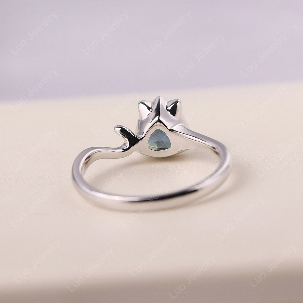 Cat Trillion Cut Lab Grown Alexandrite Bezel Ring