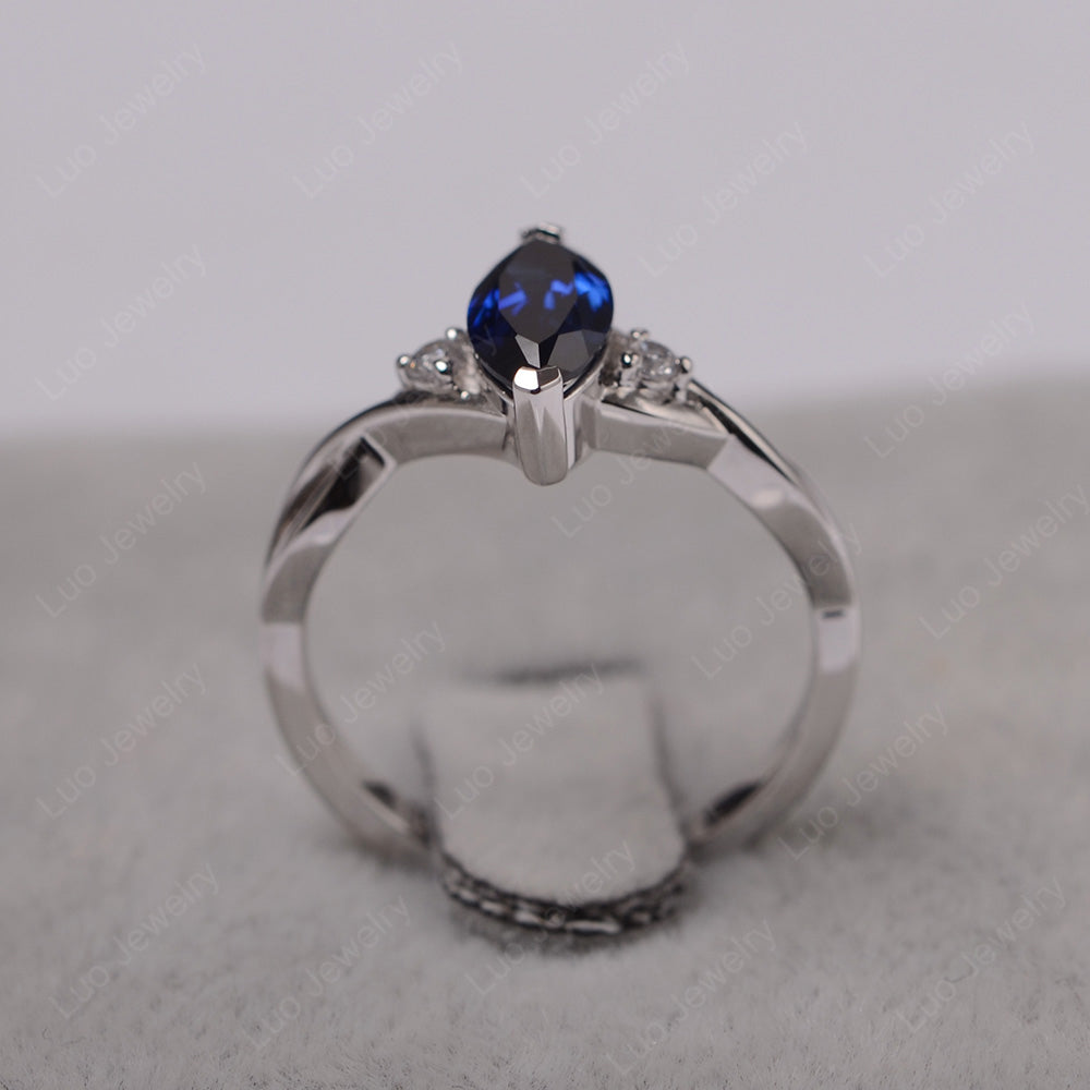 Lab Sapphire Ring Marquise Cut Engagement Ring - LUO Jewelry