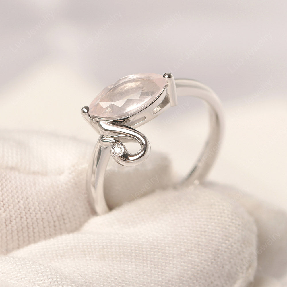 Rose Quartz Ring Swan Engagement Ring - LUO Jewelry