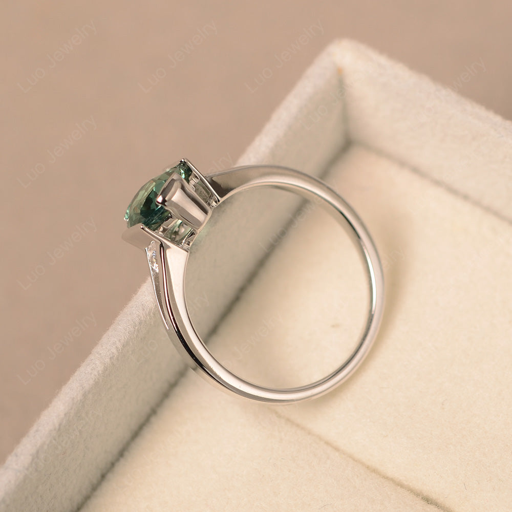 Green Sapphire Ring Oval Cut Sterling Silver 925 - LUO Jewelry