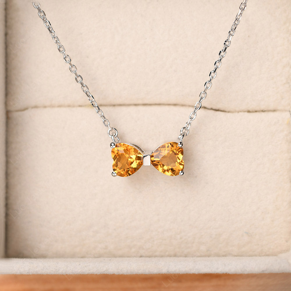 Heart Shaped Citrine Two Stone Necklace