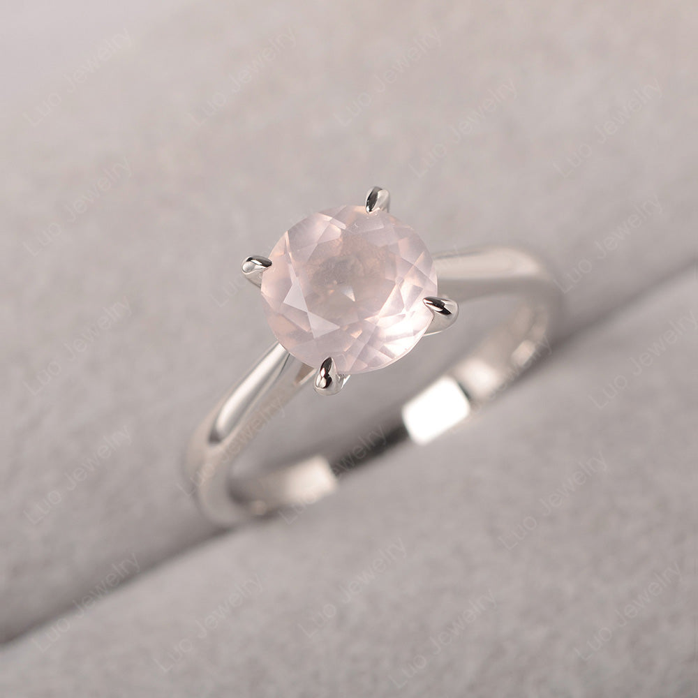 Rose Quartz Cathedral Solitaire Engagement Ring - LUO Jewelry
