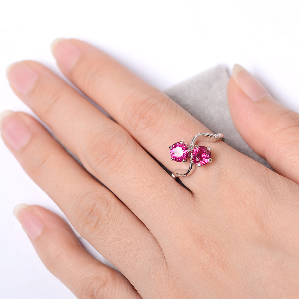 Ruby Ring 2 Stone Twist Ring - LUO Jewelry