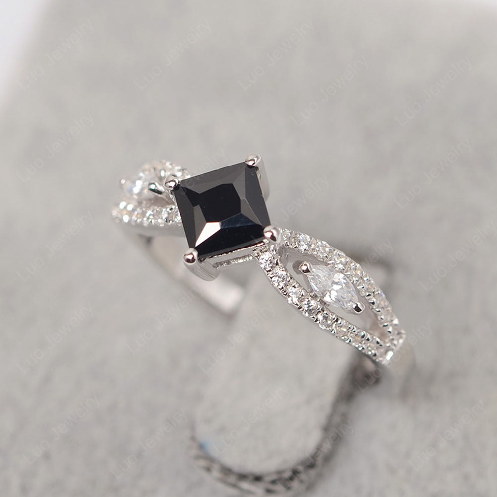 Vintage Princess Cut Black Stone Ring Rose Gold - LUO Jewelry