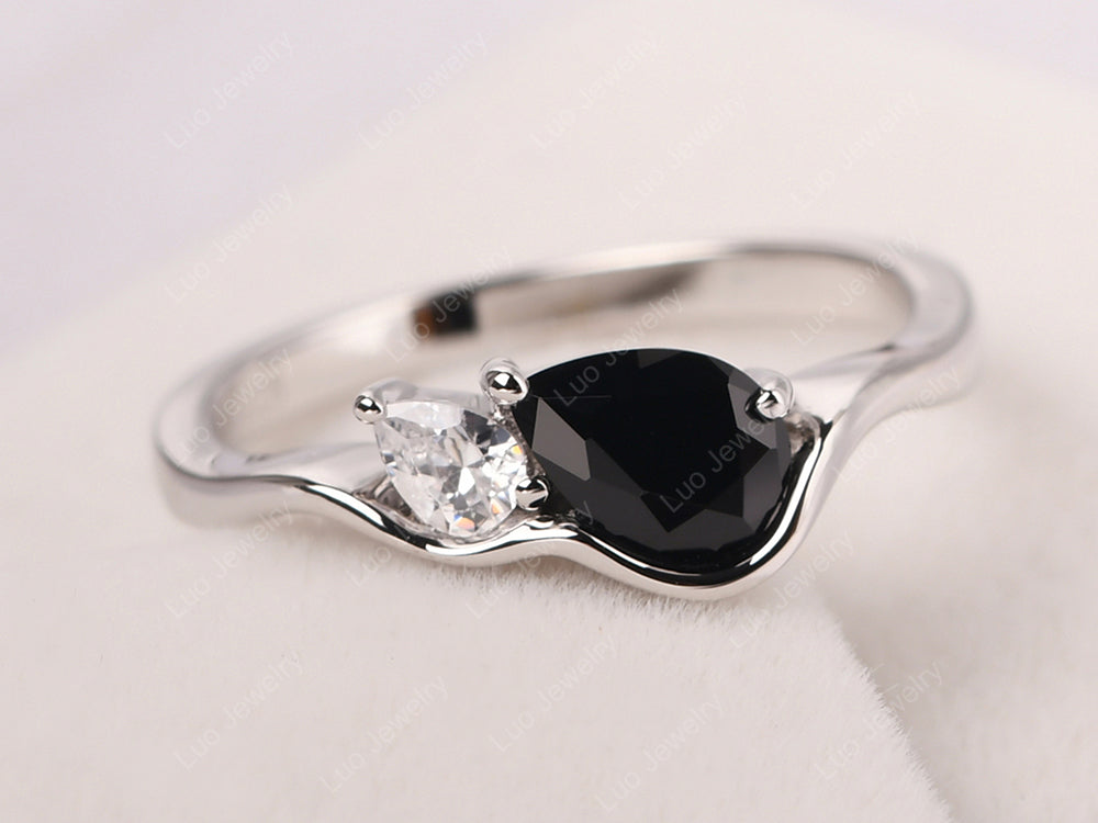 Unique Mothers Rings 2 Stones Black Spinel Ring - LUO Jewelry