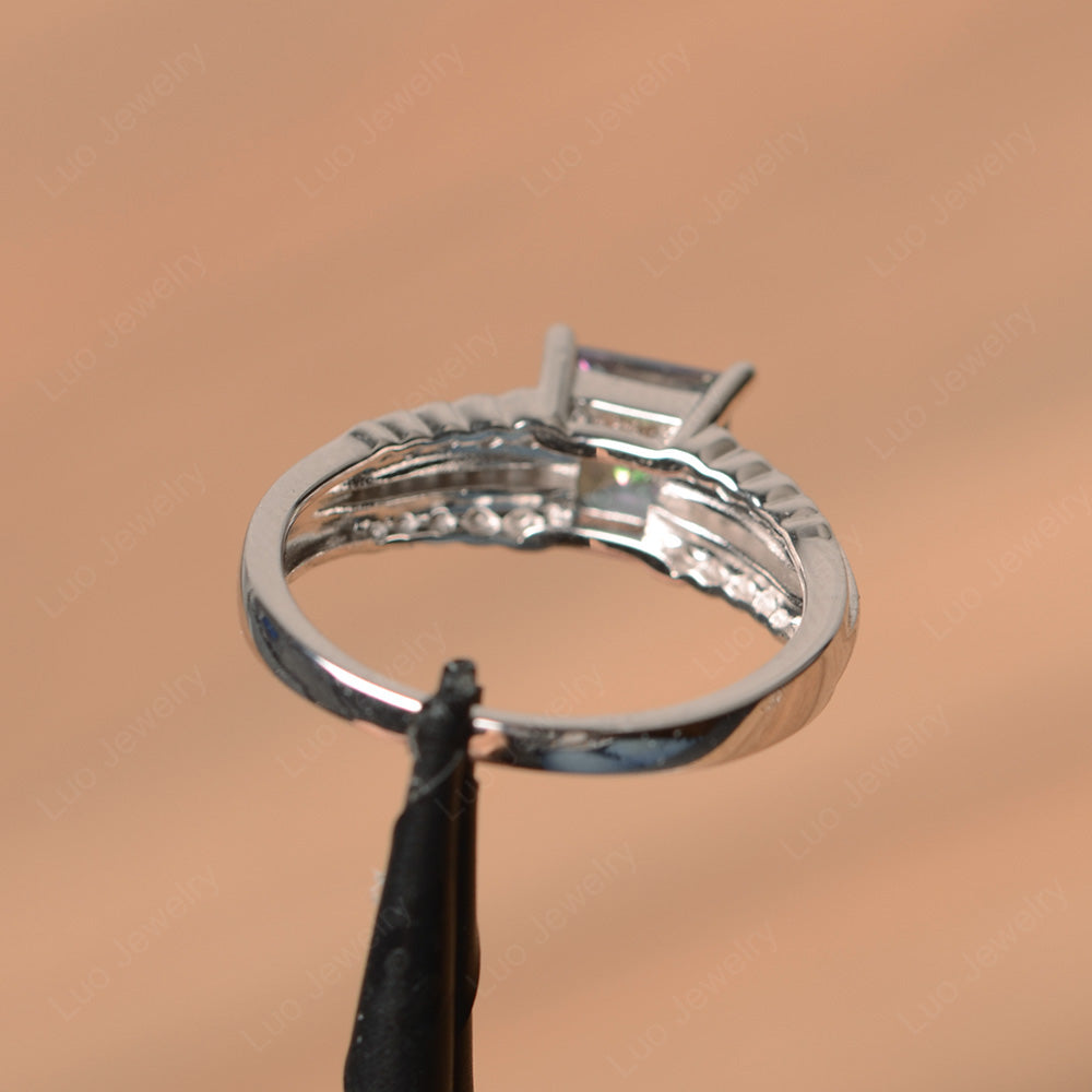 Princess Cut Mystic Topaz Art Deco Ring Silver - LUO Jewelry