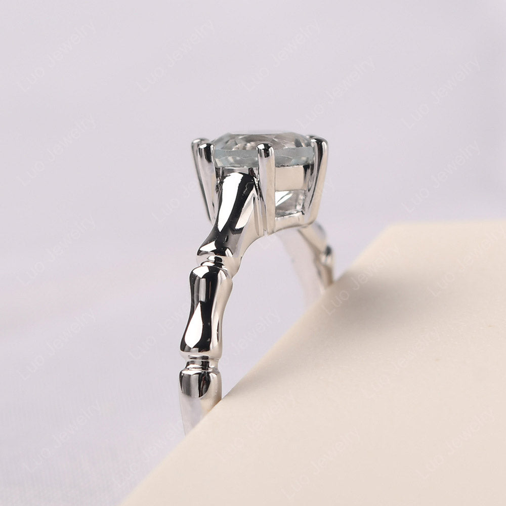 Bamboo 6 Prong Green Amethyst Solitaire Ring - LUO Jewelry