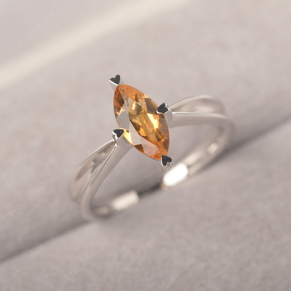 Citrine Wedding Ring Marquise Solitaire Ring - LUO Jewelry