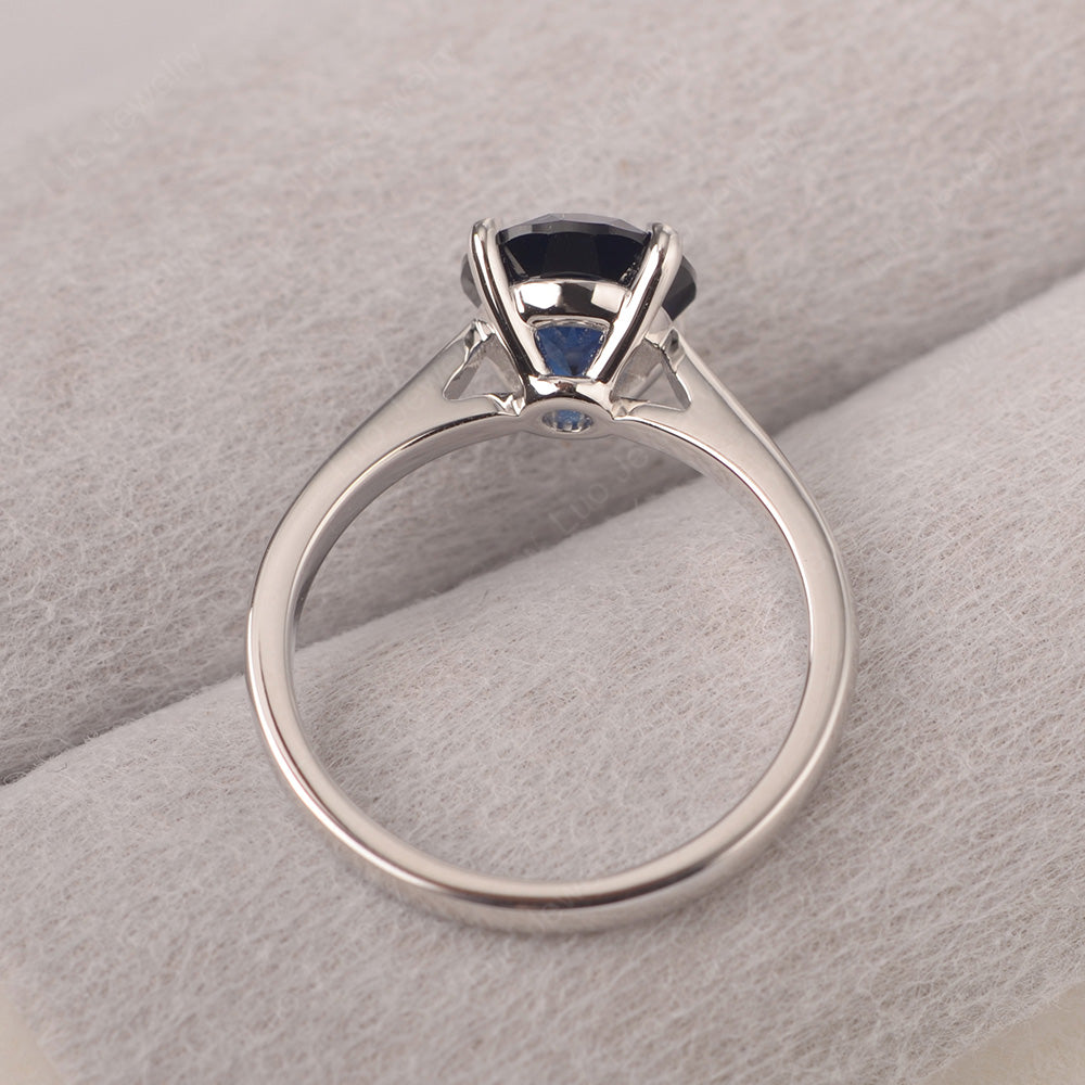 Lab Sapphire Cathedral Solitaire Engagement Ring - LUO Jewelry