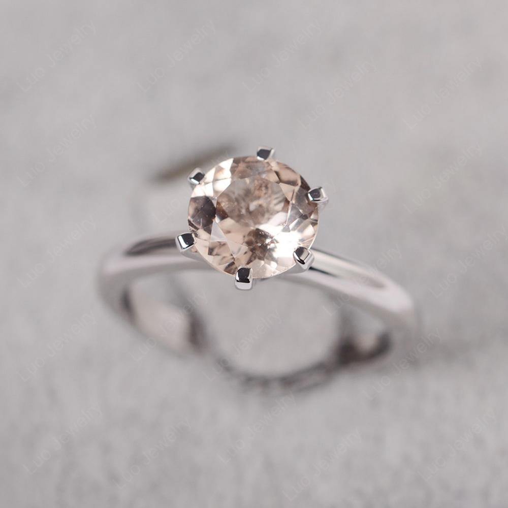 Morganite 6 Prong Solitaire Engagement Ring - LUO Jewelry