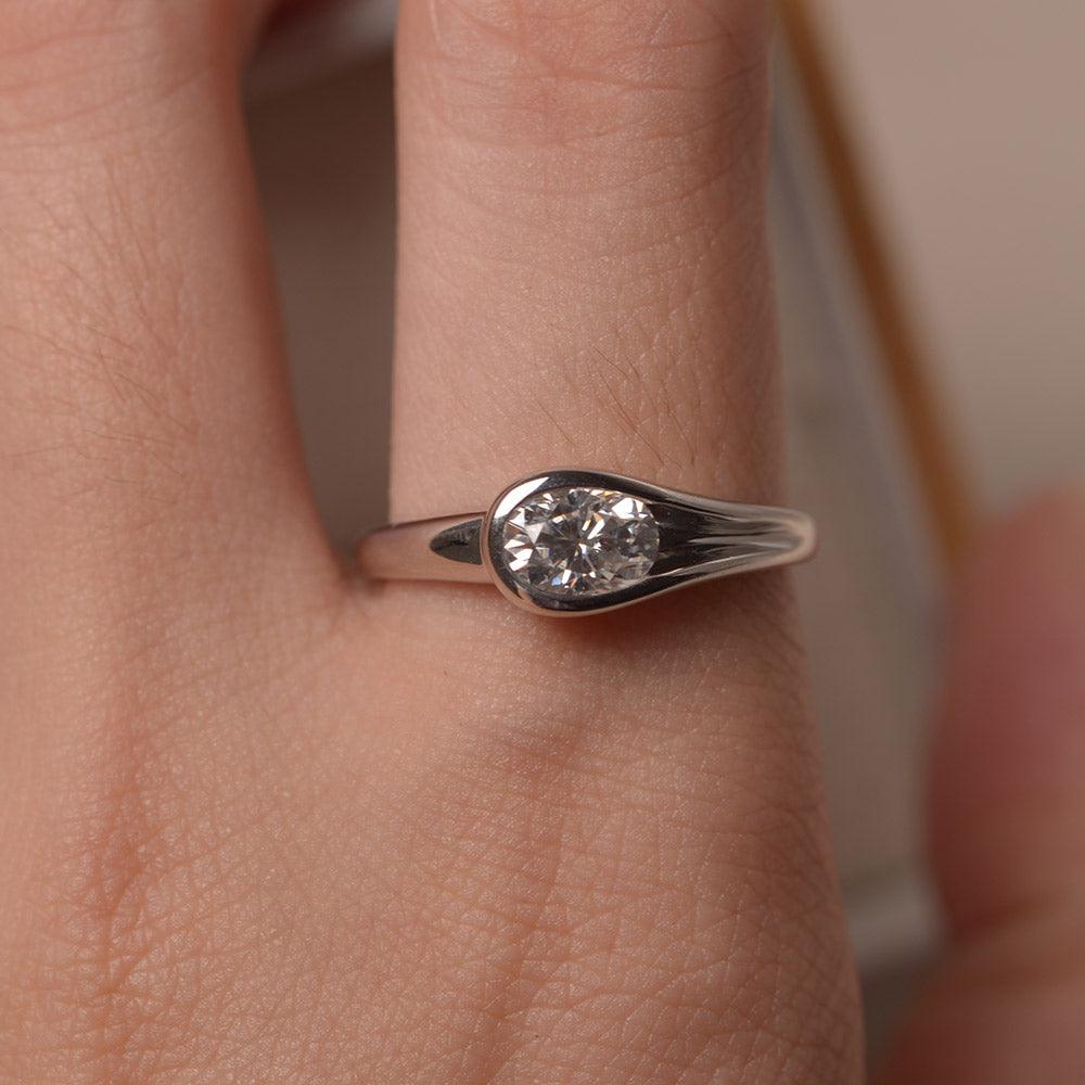 Oval Moissanite Solitaire Ring White Gold - LUO Jewelry