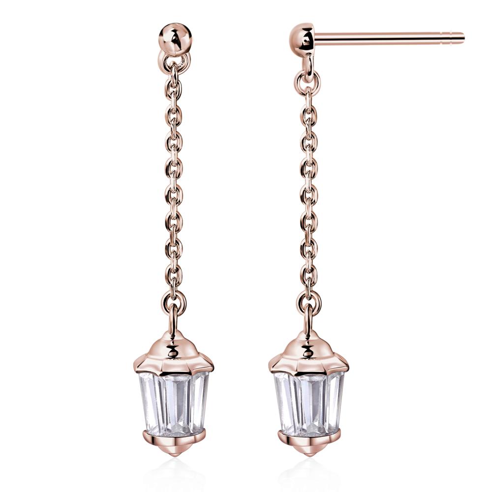 Cubic Zirconia Lantern Dangle Earrings - LUO Jewelry #metal_14k rose gold