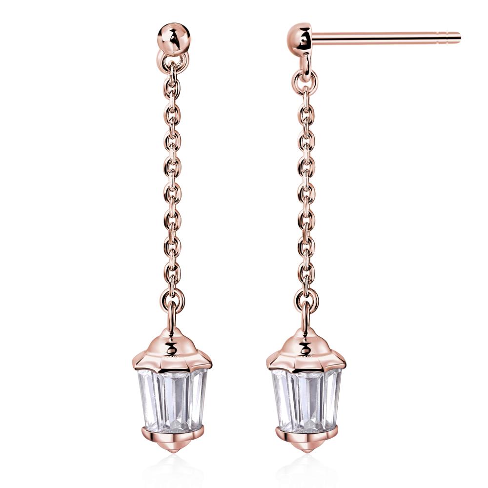 Cubic Zirconia Lantern Dangle Earrings - LUO Jewelry #metal_18k rose gold