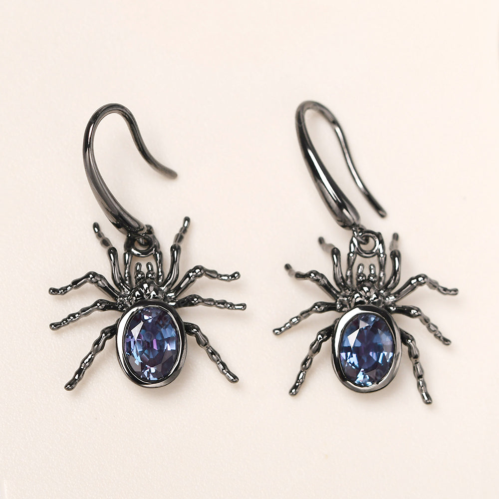 Alexandrite Bezel Set Spider Earrings Hook - LUO Jewelry