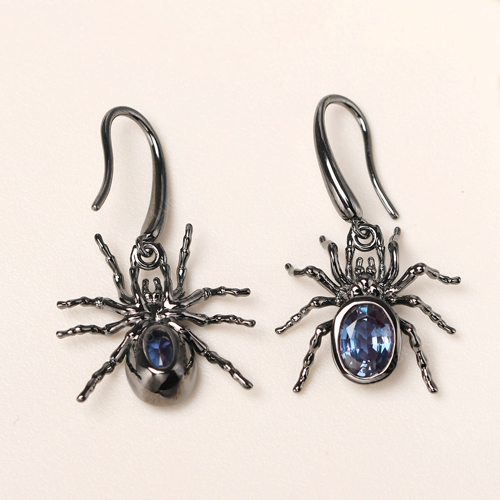 Alexandrite Bezel Set Spider Earrings Hook - LUO Jewelry