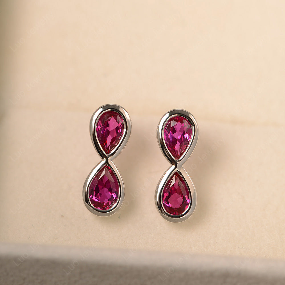 Ruby Two Stone Earrings Stud - LUO Jewelry