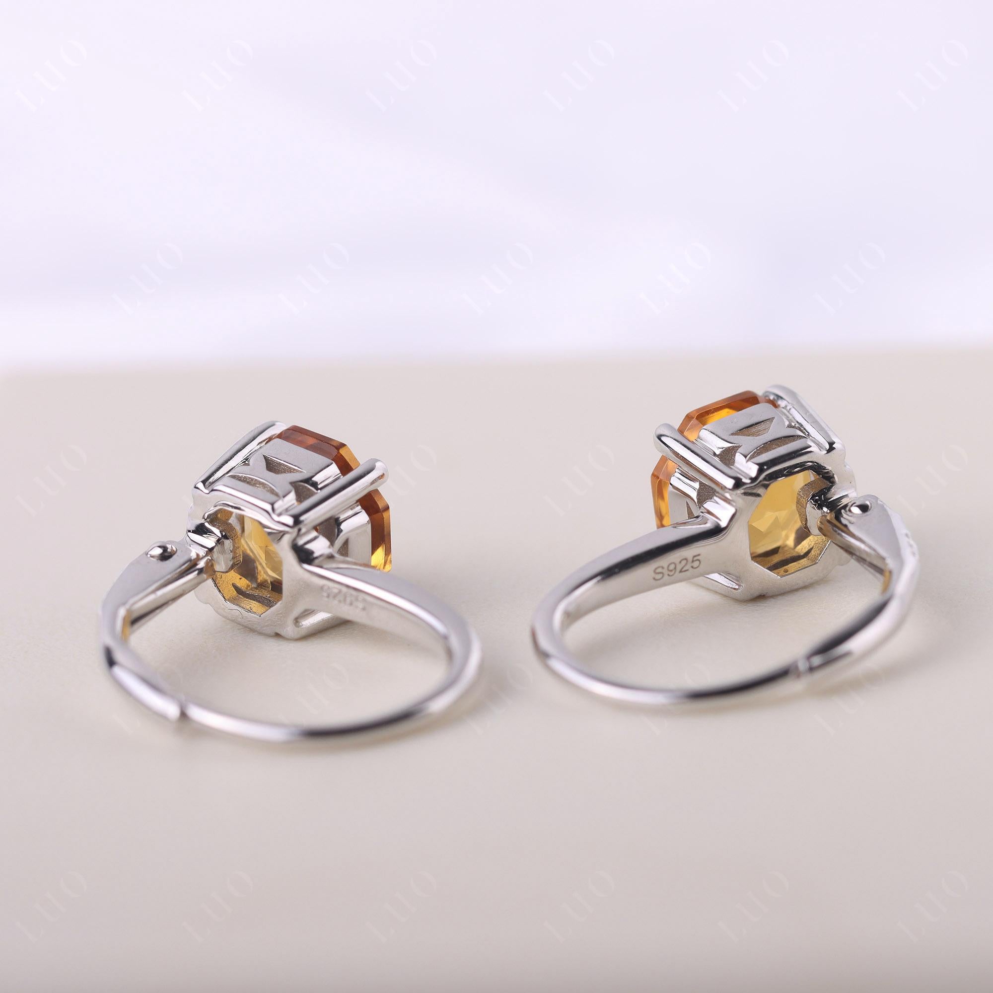 Octagon Cut Citrine Leverback Earrings - LUO Jewelry