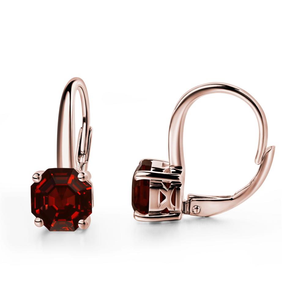 Octagon Cut Garnet Leverback Earrings - LUO Jewelry #metal_14k rose gold