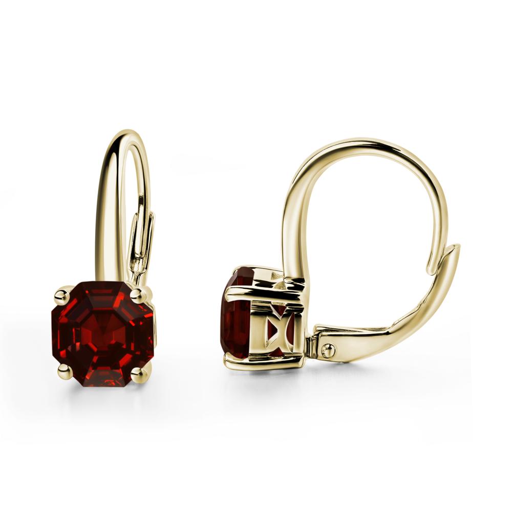 Octagon Cut Garnet Leverback Earrings - LUO Jewelry #metal_14k yellow gold