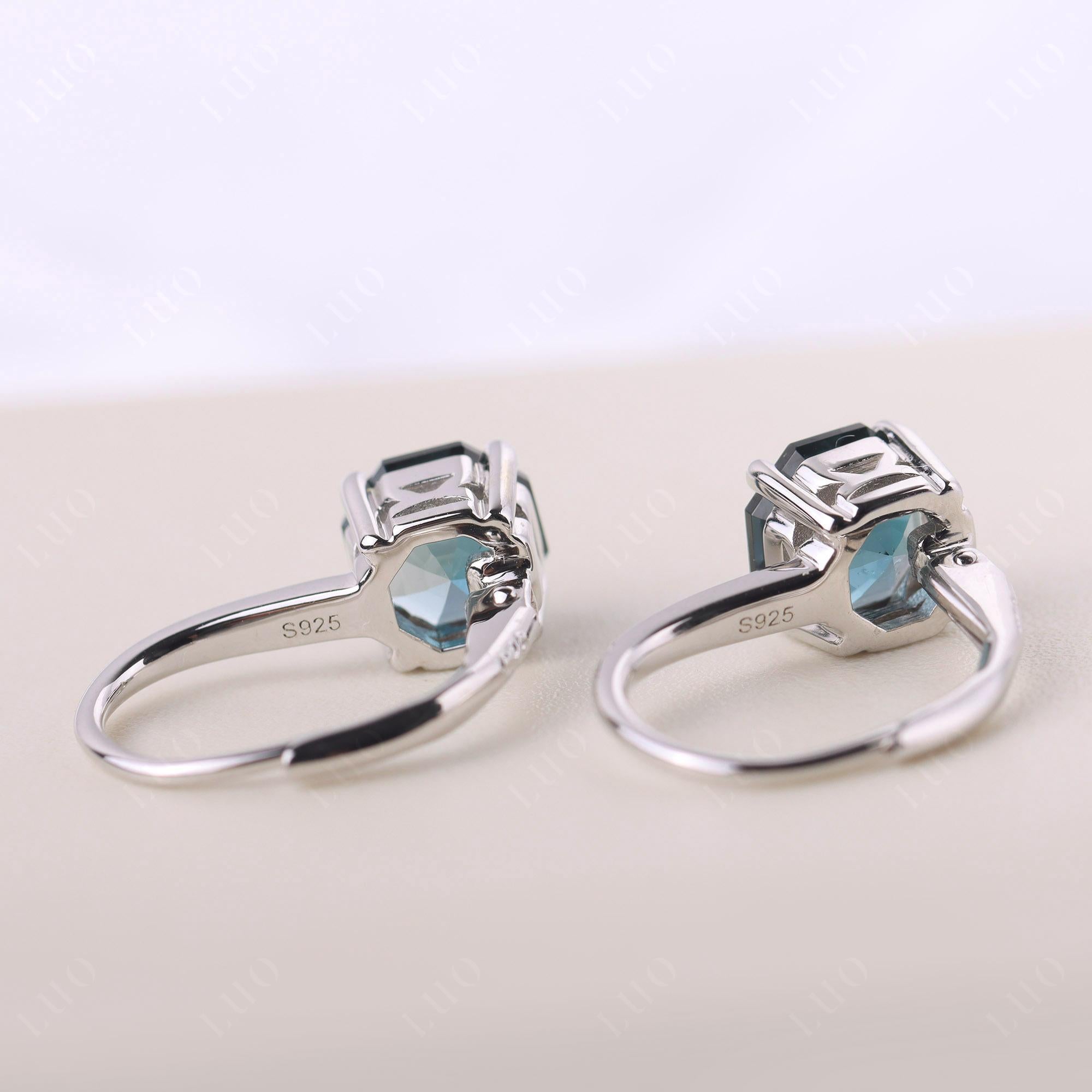 Octagon Cut London Blue Topaz Leverback Earrings - LUO Jewelry