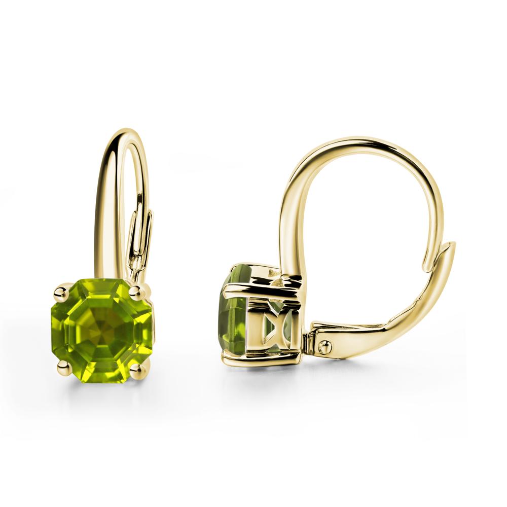 Octagon Cut Peridot Leverback Earrings - LUO Jewelry #metal_18k yellow gold