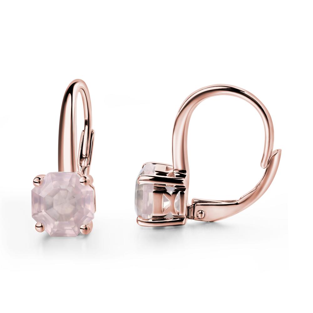 Octagon Cut Rose Quartz Leverback Earrings - LUO Jewelry #metal_18k rose gold