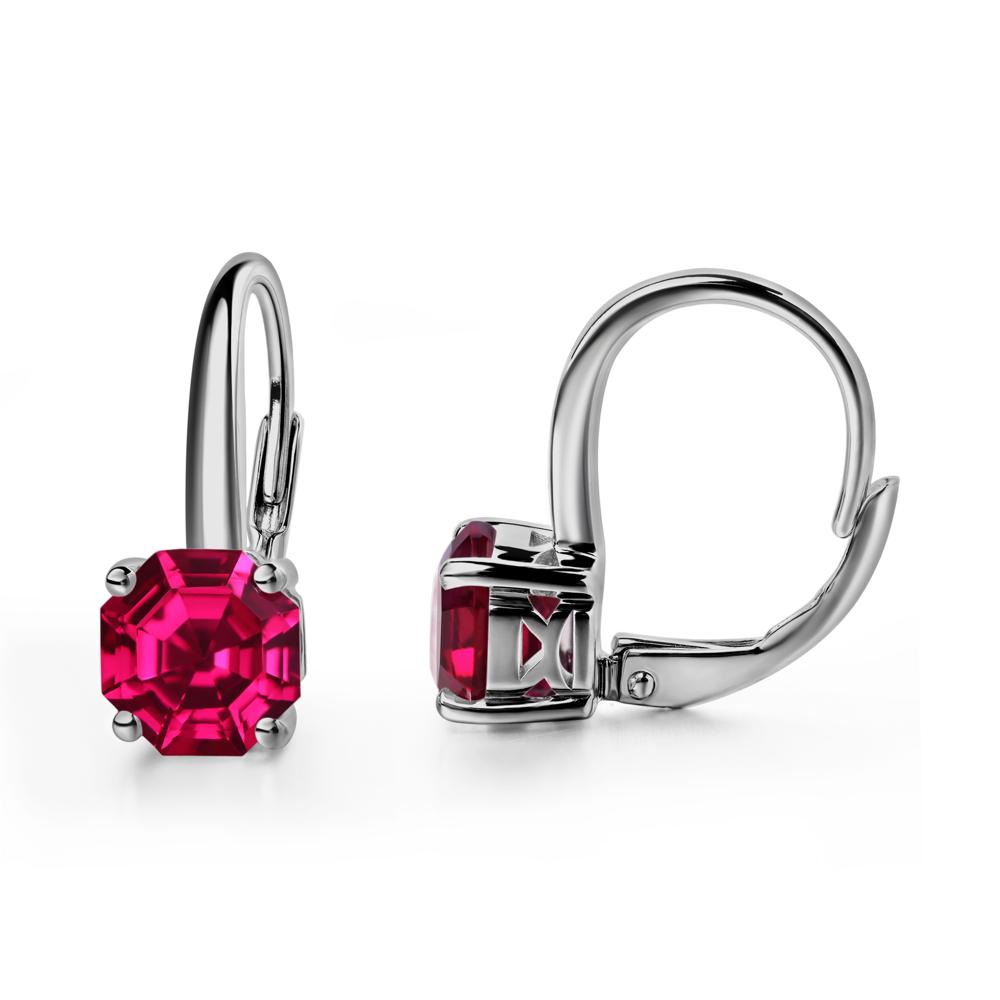 Octagon Cut Ruby Leverback Earrings - LUO Jewelry #metal_platinum