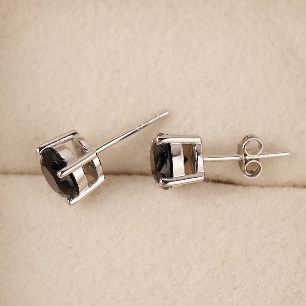 6mm Round Black Spinel Stud Earrings - LUO Jewelry