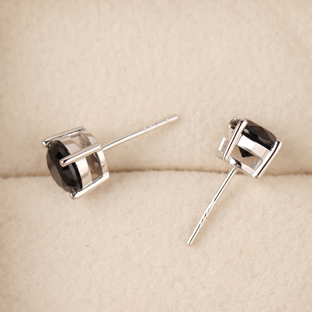 6mm Round Black Spinel Stud Earrings - LUO Jewelry