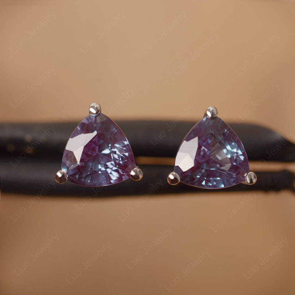 Trillion Cut Alexandrite Stud Earrings - LUO Jewelry