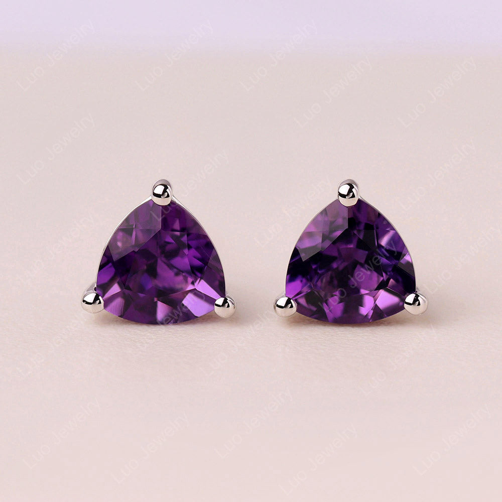Trillion Cut Amethyst Stud Earrings