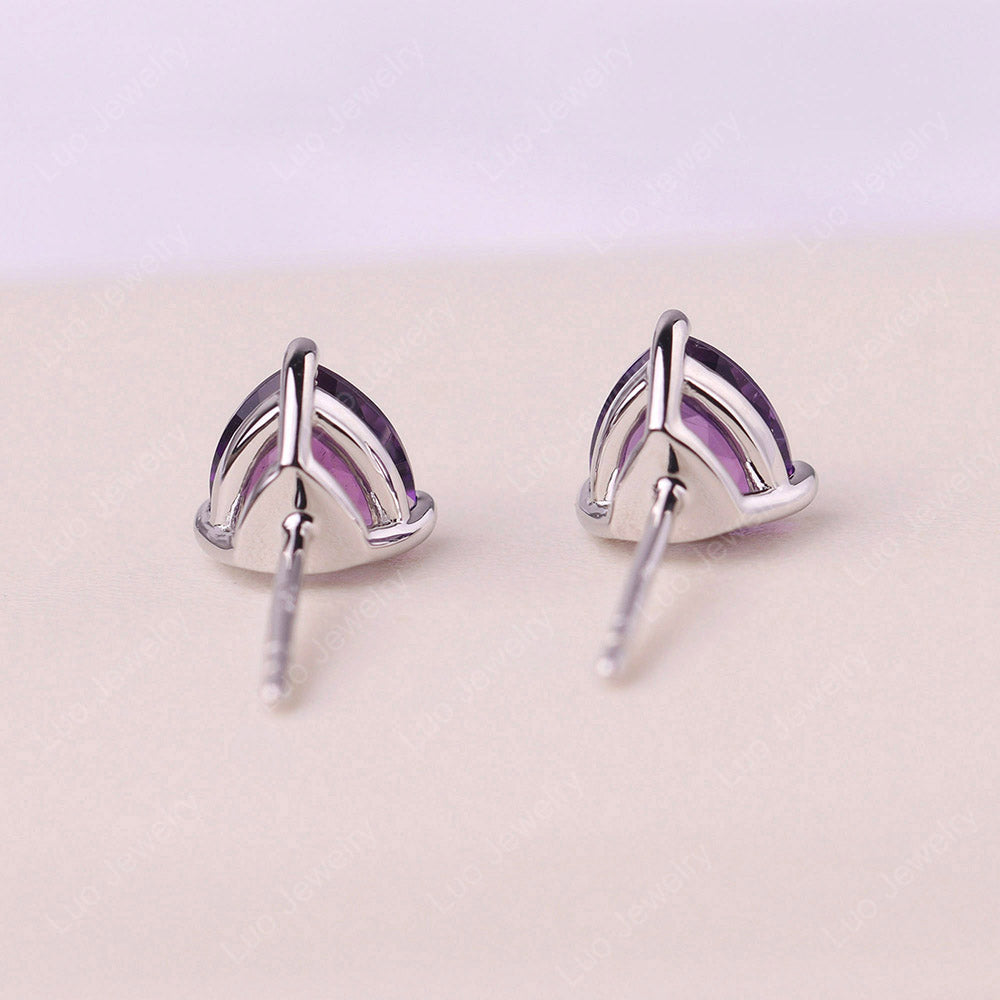 Trillion Cut Amethyst Stud Earrings