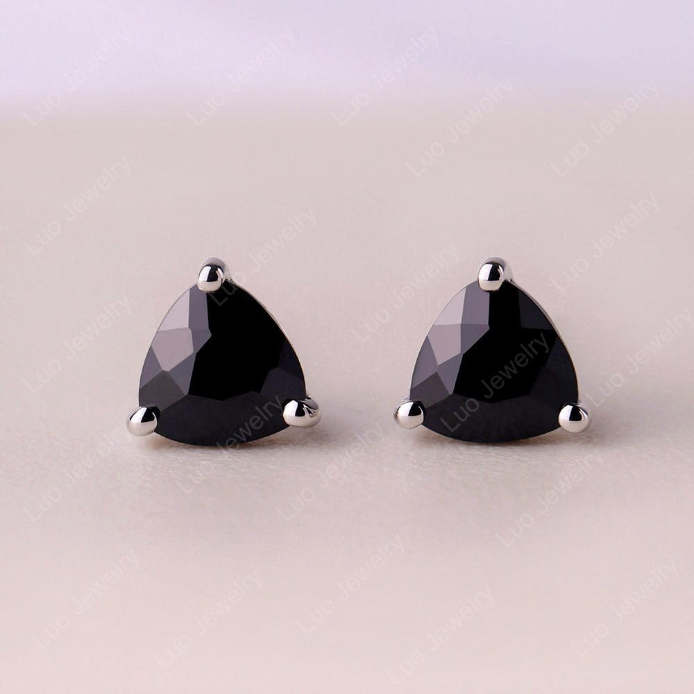 Trillion Cut Black Spinel Stud Earrings