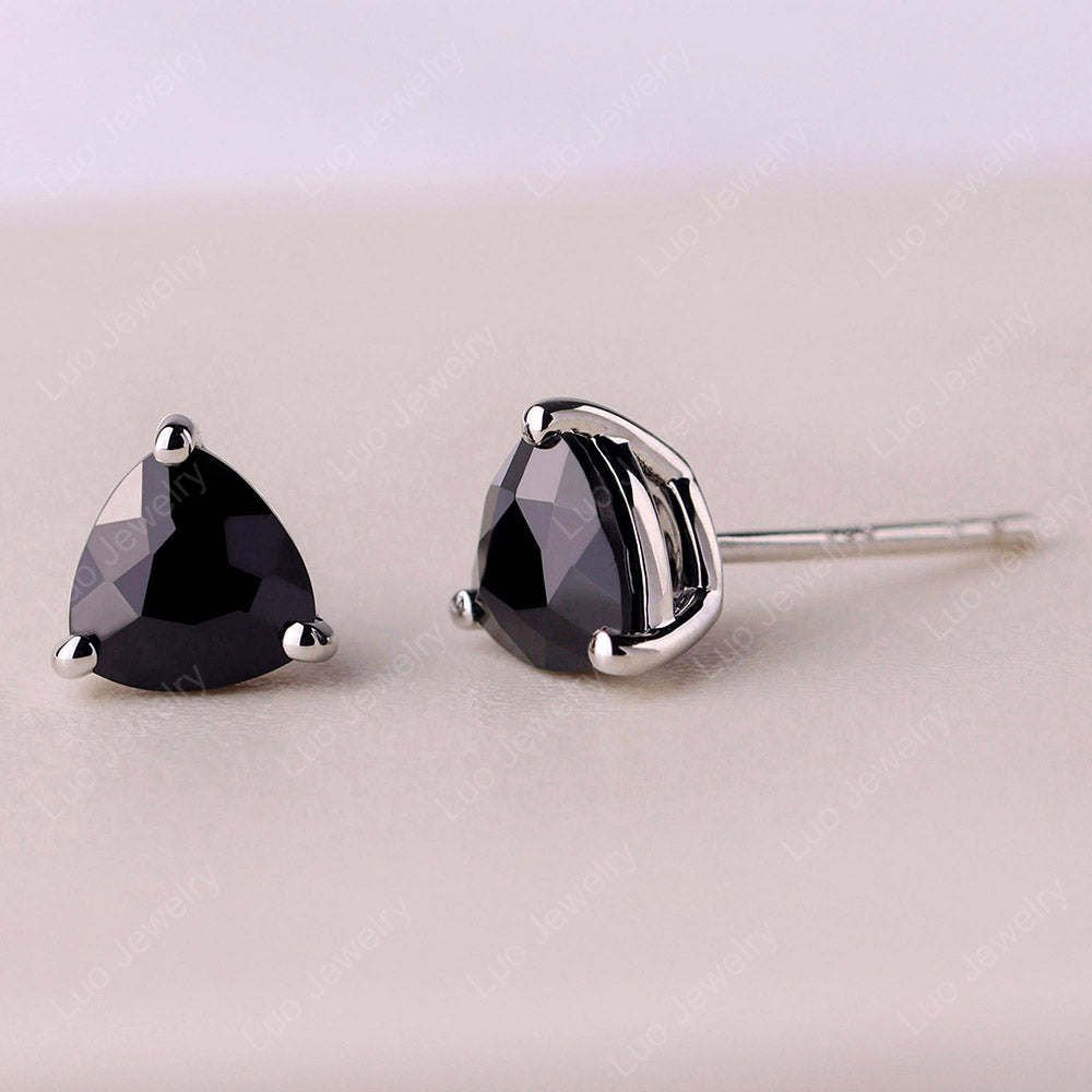 Trillion Cut Black Spinel Stud Earrings